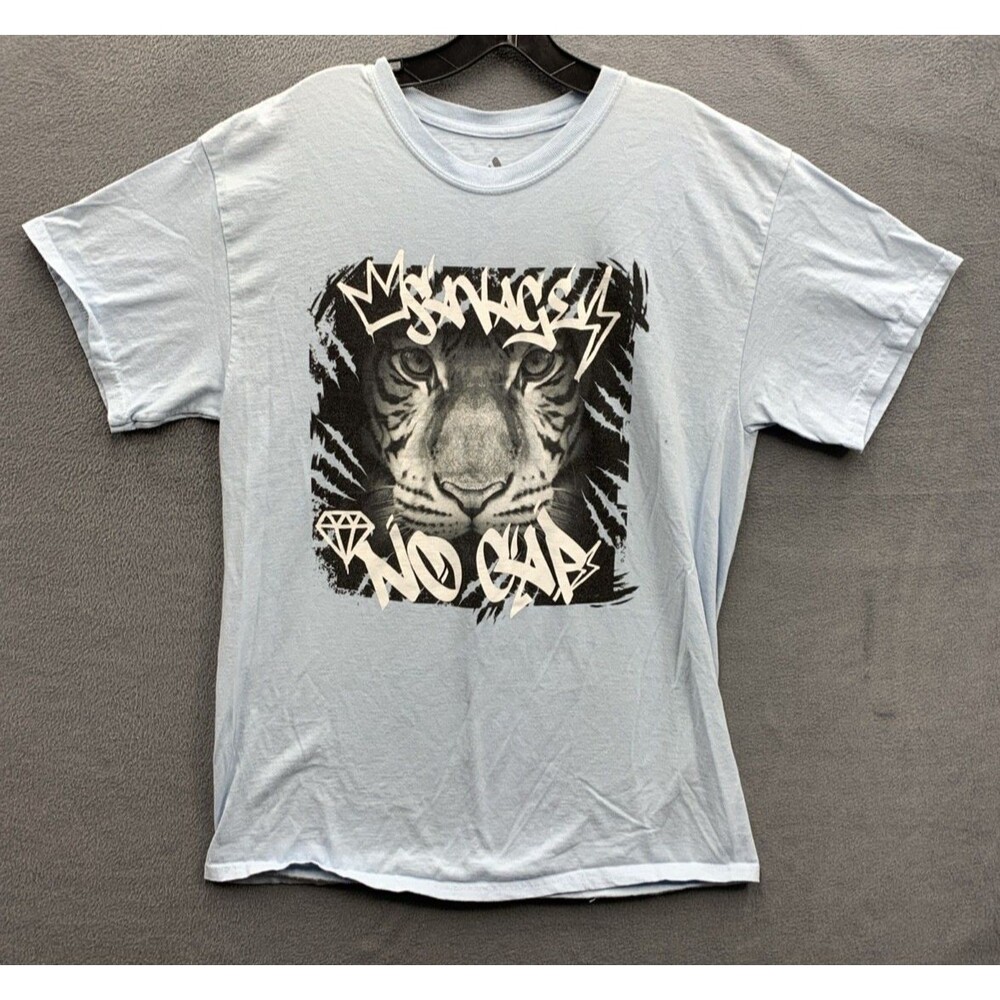 Audio Council Graphic Tee T-Shirt Men Large Sky Blue Crew Neck Savage No Cap